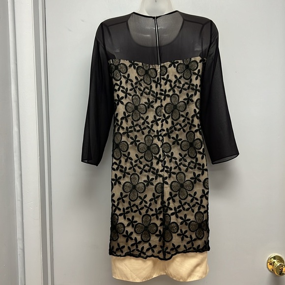 Erin Fetherston Sheer Overlay 3/4 Sleeve Shift Cocktail Dress Size 2 - Picture 6 of 11